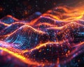 Abstract representation of a quantum computing simulation tool interface with flowing qubits Royalty Free Stock Photo