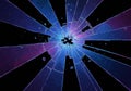 Abstract representation of a shattered surface with radiating cracks against a black Royalty Free Stock Photo
