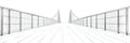 The abstract representation shows a bridge extending into the distance, highlighting its lines and geometric features