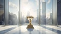 Golden Triumph: Symbolizing Economic Power in a Modern Office