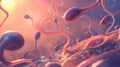 An abstract representation of sperm cells in a vibrant and dynamic environment, showcasing movement and fluidity Royalty Free Stock Photo