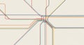 Abstract Subway Map - Colorful Lines on Cream Background Royalty Free Stock Photo