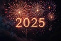 Dynamic New Year Exploding Fireworks for 2025 Celebration Background Royalty Free Stock Photo
