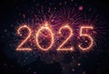 Dynamic New Year Exploding Fireworks for 2025 Celebration Background Royalty Free Stock Photo
