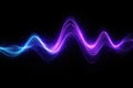 Abstract wavy light waveform in blue and purple energy Royalty Free Stock Photo