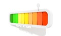 Abstract reputation indicator with color levels and pointer. 3D render