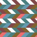 Abstract retro colorful parallelogram seamless pattern. The geometric figures form horizontal set stripes