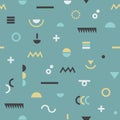 Abstract retro colors simple modern symbols seamless pattern Royalty Free Stock Photo