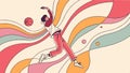Abstract retro dancers, flowing movement figures vector design Generative AI Royalty Free Stock Photo