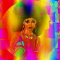 Abstract, retro digital art image of afro disco dancer
