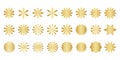 Abstract retro gold vector shapes, gradient metallic geometric shape set, sunburst badges Royalty Free Stock Photo