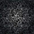 Abstract Retro Luxury Seamless Swirl Background Pattern In Vector. Silver Lace Endless Texture.