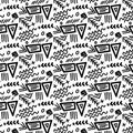 abstract retro memphis graphic black and white seamless pattern Royalty Free Stock Photo