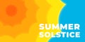 Abstract retro minimal summer solstice horizontal banner. Bright sun equinox holiday vintage poster. Trendy minimalist