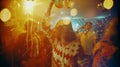 Abstract Retro Party Scene with Glowing Lights Royalty Free Stock Photo