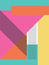 Abstract retro 80s background with geometric shapes and pattern. Material design wallpaper. Royalty Free Stock Photo