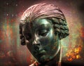 Abstract RETRO Statue Double Exposure Metal Fire