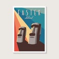 Abstract Retro Statue of Moai Easter Island poster design