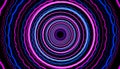 Abstract retro style decorative background image. Circular pattern of pink and blue circles in black background.