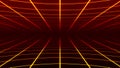 Abstract retro synthwave grid loop animation background 3d render. Looping grid motion design with particles moving away Royalty Free Stock Photo