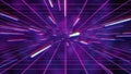Abstract retro of warp or hyperspace motion in blue purple star trail 3d illustration Royalty Free Stock Photo