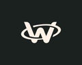Abstract revolving letter W logo design template. Creative initials, planet, orbit vector sign symbol mark logotype.