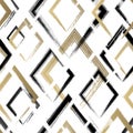 Abstract rhomb seamless pattern. Repeating gold grunge backdrop. Random rhombus. Background golden printed. Geometric texture. Rep