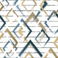 Abstract rhomb seamless pattern. Repeating gold grunge backdrop. Random rhombus. Background golden printed. Geometric texture. Rep Royalty Free Stock Photo