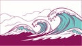 Abstract Rhythmic Waves in Purple and Teal Tones, vector design Generative AI Royalty Free Stock Photo