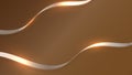 Abstract ribbon lines elements with glowing light effect on brown background