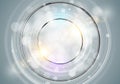 Abstract ring background. Metal chrome shine round frame with light circles and spark light effect. Vector sparkling glowing Royalty Free Stock Photo