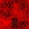 Abstract rings round motif geometric background Vintage red black decoration Textile print, web page fill. Vector
