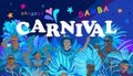 2023 Abstract Rio Brazilian Carnival music dance festival night party Samba dancers parade Sambadrome vector sign