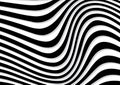 Abstract rippled or black wave lines pattern on white background and texture