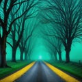 Abstract road in field by