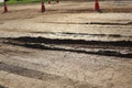 Abstract road surface dirt road cars backcountry rural Thailand image for background