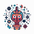 Abstract Robot Design With Aztec Art Influence And Dynamic Colors Royalty Free Stock Photo