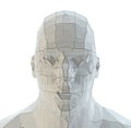 Abstract robot head of white color with cracks