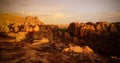 Abstract Rock formation in Isalo national park at sunset, Madagascar Royalty Free Stock Photo