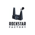 Abstract rock hand factory logo icon vector template