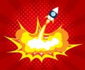 Abstract rocket launch boom comic book, pop art