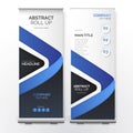 abstract roll up with blue shapes template vector illustration