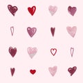 Abstract romantic background pattern. Watercolor heart