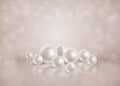 Abstract romantic bokeh background with scattered pearls. Royalty Free Stock Photo