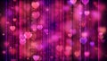 Abstract Romantic Red Purple Blurry Sharp Floating Heart Shaped Bubbles Love Behind Soft Thread Curtain