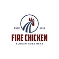 Abstract rooster and fire, hot fried chicken logo vector icon template
