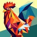 Abstract rooster in a polygonal style. Colorful vector illustration. Generative AI