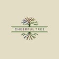 Abstract root and tree logo vector. Cheerful tree design with vibrant colors