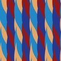 Abstract rope effect vector seamless pattern background. Vertical cord stripe style backdrop in red, orange, blue Royalty Free Stock Photo