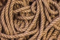 Abstract ropes, cables, hems background, Tangled rope rope background. Jute rope. Shot up close Royalty Free Stock Photo